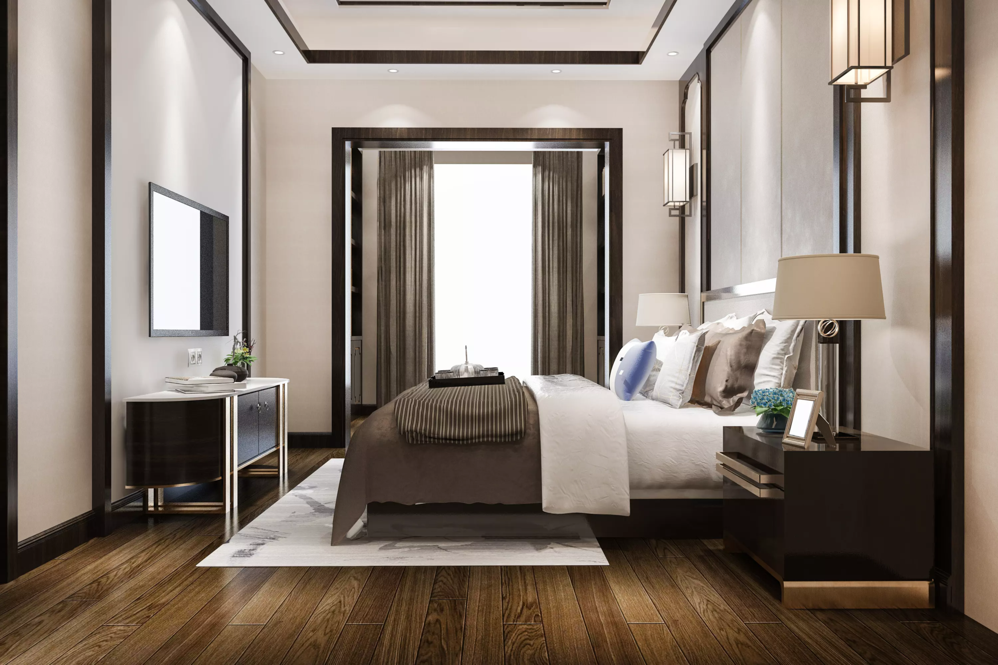Chambre moderne de luxe avec TV